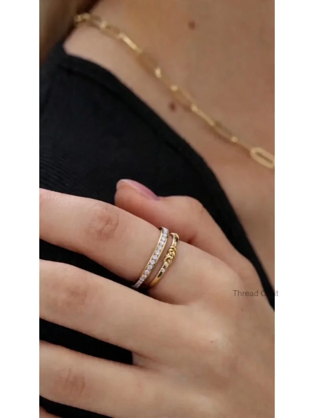14K Gold Filled Dainty Stacking Rings Set - 3 Pack Thin Gold Band